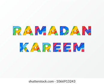 ramadan kareem banner design layout with paper cut colorful layered text for greeting cards, posters, invitations, brochures