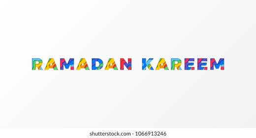 ramadan kareem banner design layout with paper cut colorful layered text for greeting cards, posters, invitations, brochures