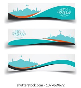 Ramadan Kareem banner design web template. Ramadan design banner web template on white background. Header footer Web Design Elements. Collection of web banner template - Vector set - eps10