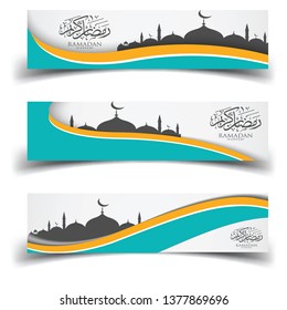 Ramadan Kareem banner design web template. Ramadan design banner web template on white background. Header footer Web Design Elements. Collection of web banner template - Vector set - eps10