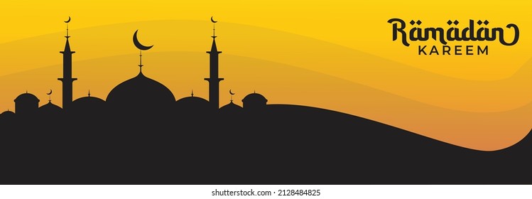 banner ramadan kareem con fondo naranja degradado