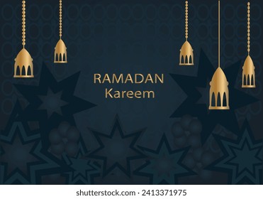 Ramadan Kareem banner Islamic greeting card design vector template. Eid Mubarak celebration vector design template for Posters, thumbnails, and media posts.