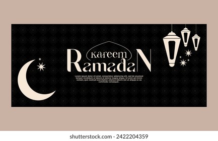  Ramadan kareem banner. Islamic theme background. wishes poster template