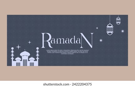  Ramadan kareem banner. Islamic theme background. wishes poster template