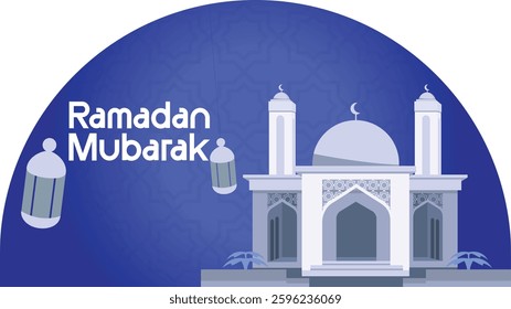 Ramadan Kareem banner, poster, greeting card, cover design for the holy month of Ramadan. Vector illustration of mosque ornament.