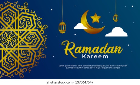 ramadan kareem banner poster islamic lantern ornaments mosque moon and star