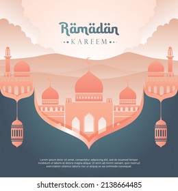 Ramadan Kareem banner poster template mosque vector illustration