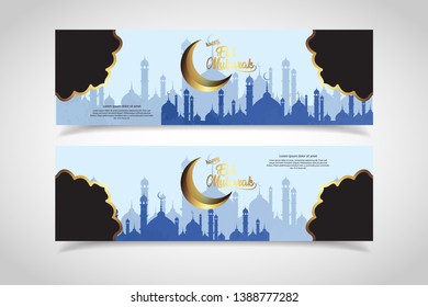 Ramadan kareem banner. Religion muslim celebration. Islamic greeting card template. modern and trendy design