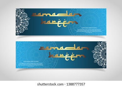 Ramadan kareem banner. Religion muslim celebration. Islamic greeting card template. modern and trendy design