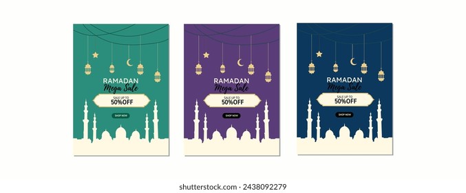 Ramadan Kareem banner set. Vector illustration. Ramadan Kareem.