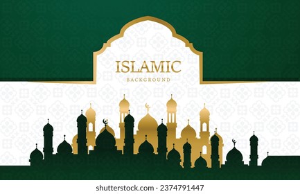 Ramadan kareem banner template with arabic ornament pattern concept