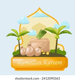 Ramadan kareem banner template background, giving sadaqoh