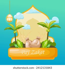 Fondo de plantilla de banner de Ramadan kareem, pago zakat