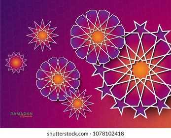 ramadan kareem banner template with colorful papercut stars