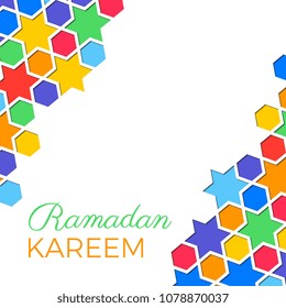 ramadan kareem banner template with text on colorful background