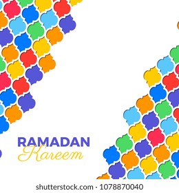 ramadan kareem banner template with text on colorful background