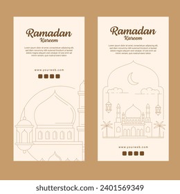 RAMADAN Kareem Banner-Vorlage Vektordesign mit Linienkunst oder Monoline-Stil