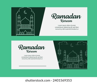 ramadan kareem banner template vector design with line art or monoline style