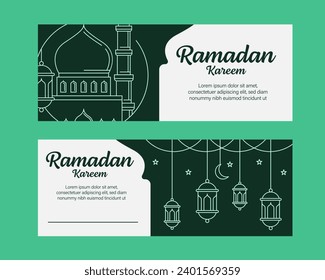 plantilla de banner ramadan kareem diseño vectorial con estilo de línea o monolina