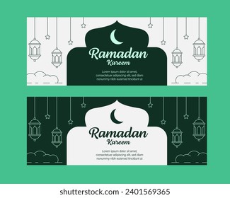 plantilla de banner ramadan kareem diseño vectorial con estilo de línea o monolina