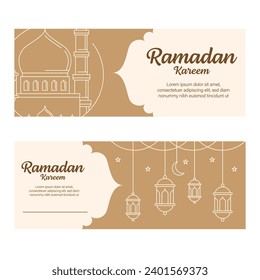 ramadan kareem banner template vector design with line art or monoline style