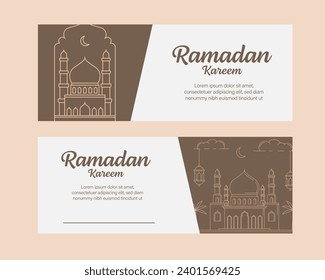 RAMADAN Kareem Banner-Vorlage Vektordesign mit Linienkunst oder Monoline-Stil