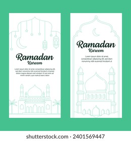ramadan kareem banner template vector design with line art or monoline style