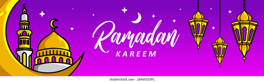 vectorial de banner ramadan kareem, ilustración de fondo islámico