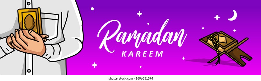 ramadan kareem banner vector, islamic background illustration