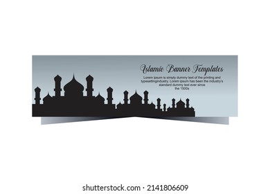 Ramadan kareem banners and mosque at night. Banners can also be used on Islamic holidays