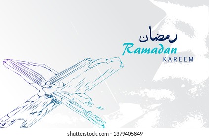 Ramadan Kareem Beautiful Background. Hand Drawn Sketch Vector illustration.