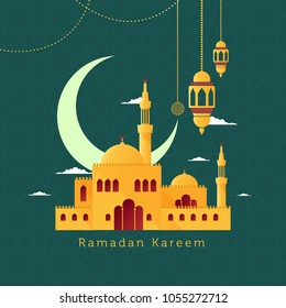 Ramadan Kareem beautiful greeting card background design template for banner