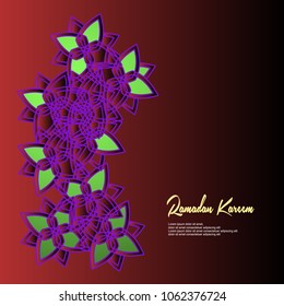 Ramadan Kareem beautiful greeting card with arabic flower pattern, template for menu, invitation, poster, banner, card for religion muslim celebration