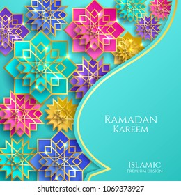 Ramadan Kareem beautiful greeting card with arabic calligraphy, template for menu, invitation, poster, banner, card for the celebration of Muslim community festival