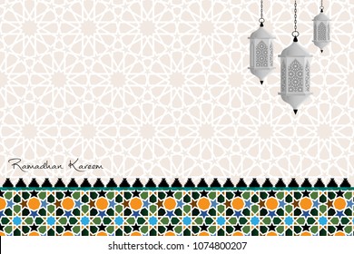 Ramadan Kareem beautiful greeting card with arabic calligraphy, template for menu, invitation, poster, banner, card for the celebration of Muslim community festival