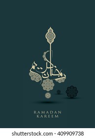 Ramadan Kareem beautiful greeting card with arabic calligraphy which means ''Ramadan kareem '' . 