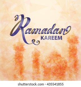 Ramadan Kareem beautiful greeting card. Islamic background with mosques suitable also for Eid Mubarak .