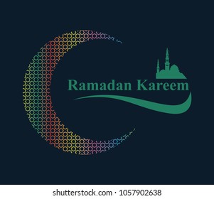 Ramadan kareem beautiful greeting with mosque icon