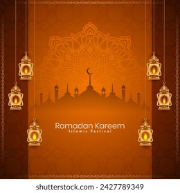 Ramadan Kareem beautiful Islamic festival cultural background design vector