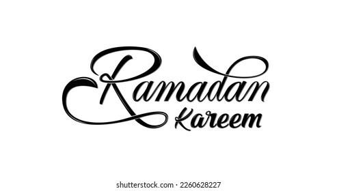 Ramadan Kareem.  Beautiful Islamic greeting handwritten in black color on white background. Suitable for Ramadan Kareem greeting cards, banners, posters, and printings. Vector illustration. 
