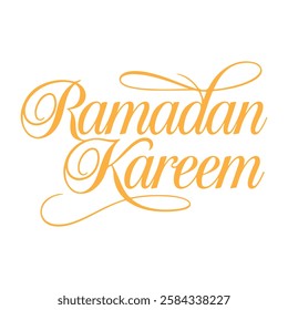 Ramadan Kareem. Beautiful Islamic greeting handwritten in black color on white background. Vector illustration. Great for banner designs, greeting cards, invitations.