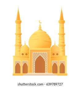 Ramadan kareem beautiful mosque isolated icon cartoon