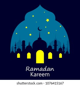 Ramadan Kareem is a beautiful postcard. Arabic background. The Uraza. Night sky. 