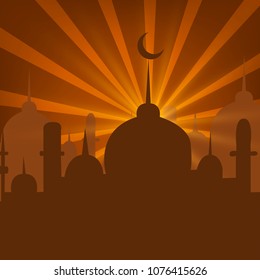 Ramadan Kareem is a beautiful postcard. Arabic background. The Uraza. Night sky. 