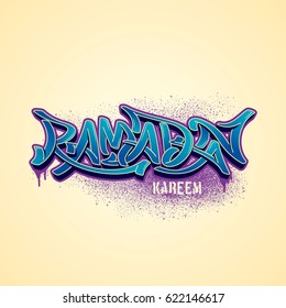 Ramadan Kareem beautiful text with grafitti style