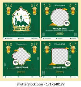 Ramadan kareem big sale social media post template. Islamic design greeting card design. Fit for banner, poster, flyer, and sale background. 