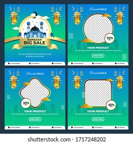 Ramadan kareem big sale social media post template. Islamic design greeting card design. Fit for banner, poster, flyer, and sale background. 