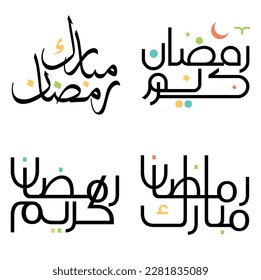 Ramadan Kareem Black Vector Design with Modern Arabic Typography.