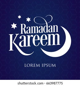 "Ramadan Kareem" Blue Background. Creative typography.