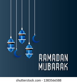 Ramadan Kareem Blue Background Typography